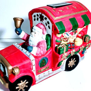 Christmas Santa Claus Truck Bank Figurine Collectible